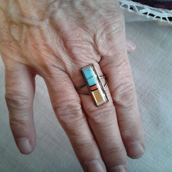 Vintage Native American Zuni Ring Size 9 1/4 - Picture 7 of 10
